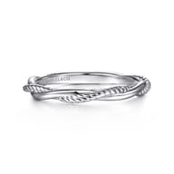 14K White Gold Twisted Rope Intertwining Ring