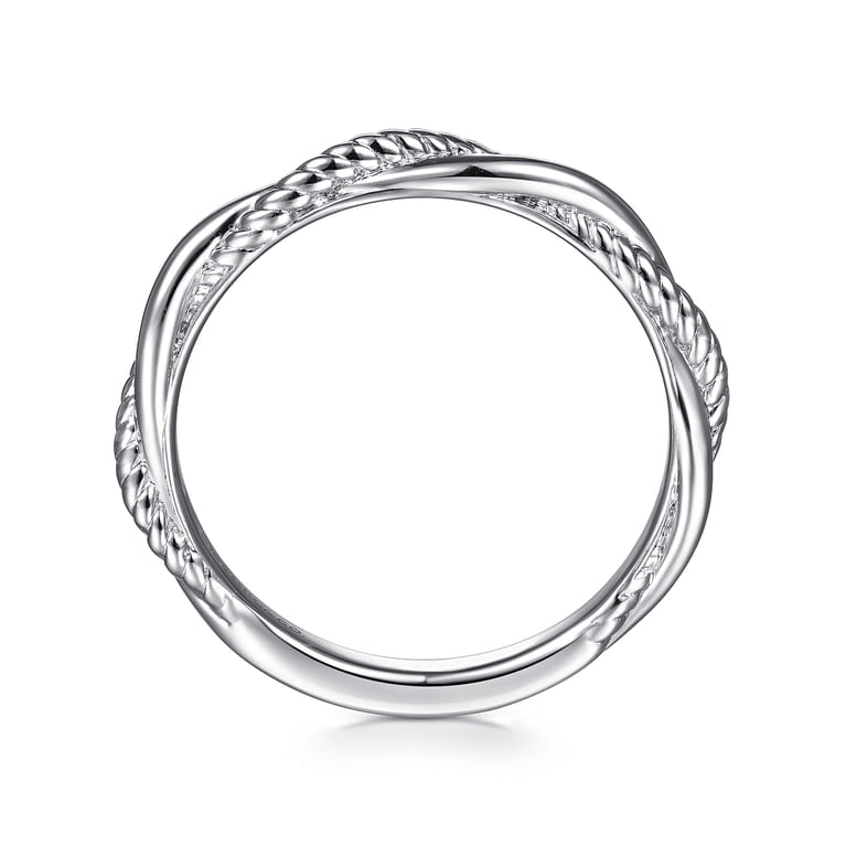 14K White Gold Twisted Rope Intertwining Ring - Shot 2