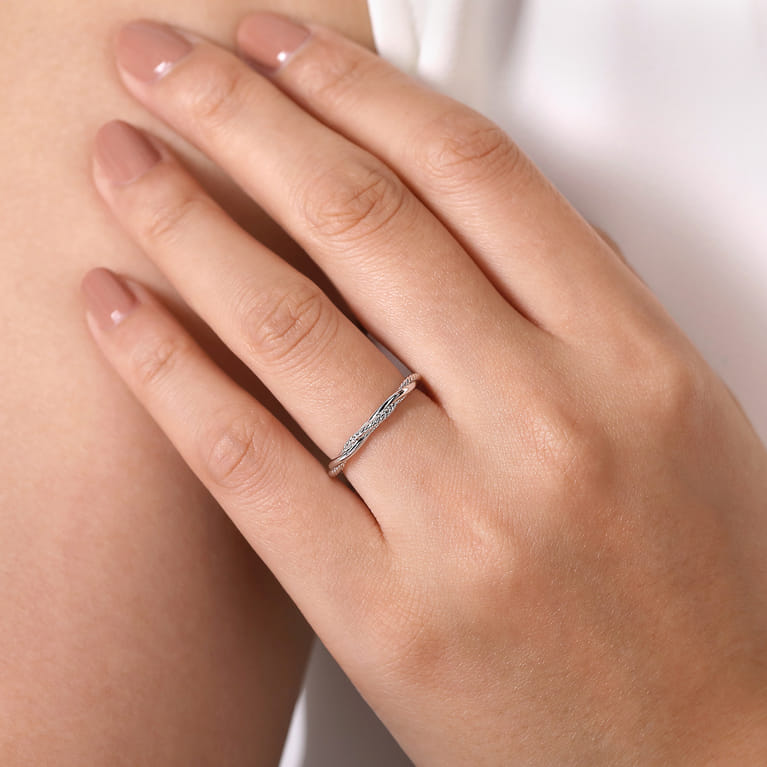 14K White Gold Twisted Rope Intertwining Ring - Shot 5