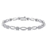 14K White Gold Twisted Rope Link Tennis Bracelet with Pave Diamond Cube Spacers - 0.5 ct
