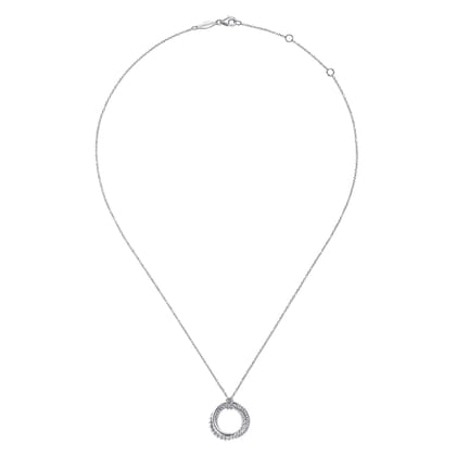 14K White Gold Twisted Rope Multi Circle Pendant Necklace