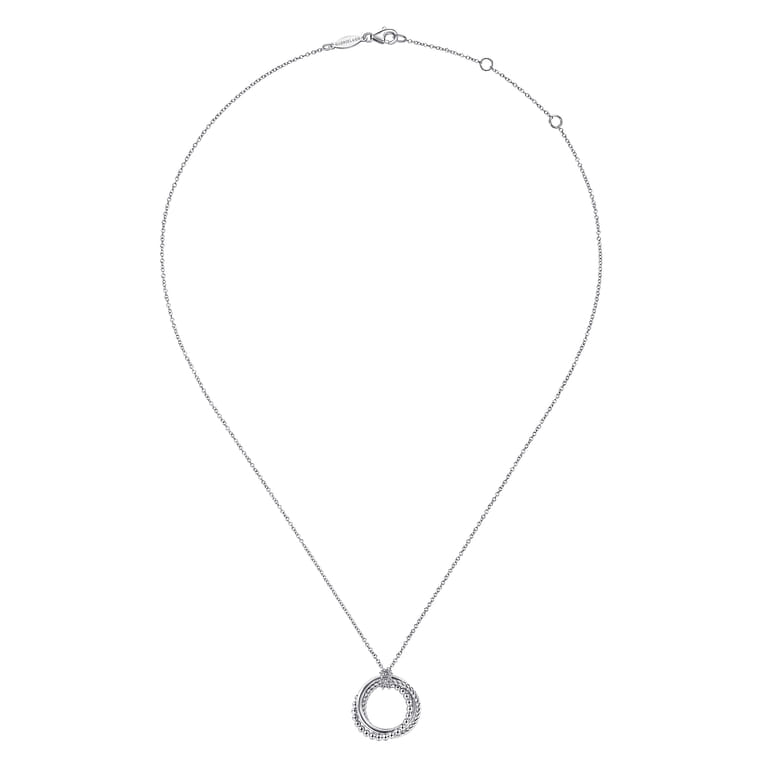 14K White Gold Twisted Rope Multi Circle Pendant Necklace - Shot 2