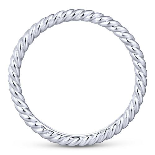 14K White Gold Twisted Rope Stackable Ring - Shot 2