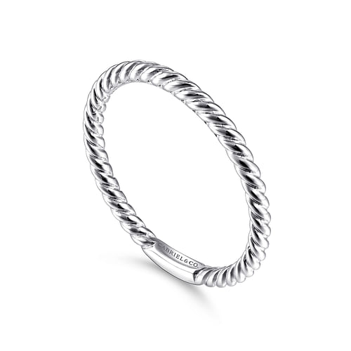 14K White Gold Twisted Rope Stackable Ring - Shot 2