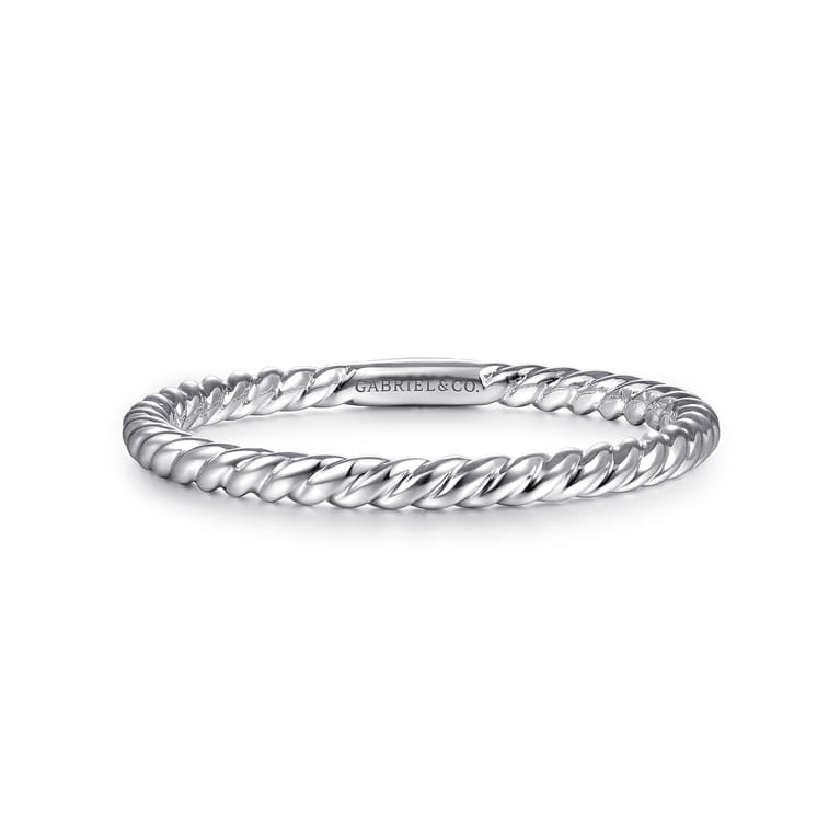 Straight Wedding Ring in 14k White Gold with   at Gabriel & Co. - Shot 1