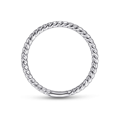 14K White Gold Twisted Rope Stackable Wedding Band