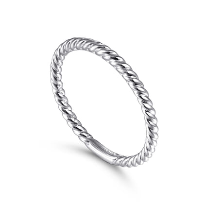 14K White Gold Twisted Rope Stackable Wedding Band