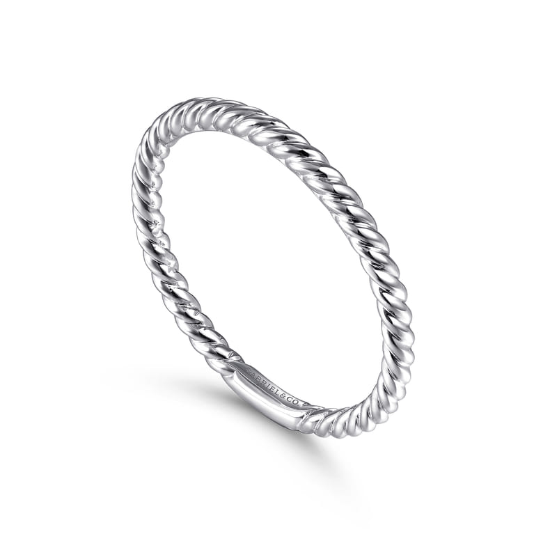 Straight Wedding Ring in 14k White Gold with   at Gabriel & Co. - Shot 3