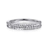 14K White Gold Two Row Beaded Diamond Stackable Ring - 0.07 ct