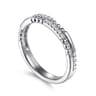 14K White Gold Two Row Beaded Diamond Stackable Ring - 0.07 ct