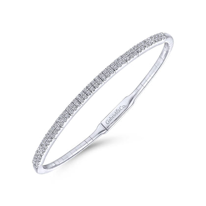 14K White Gold Two Row Diamond Bangle