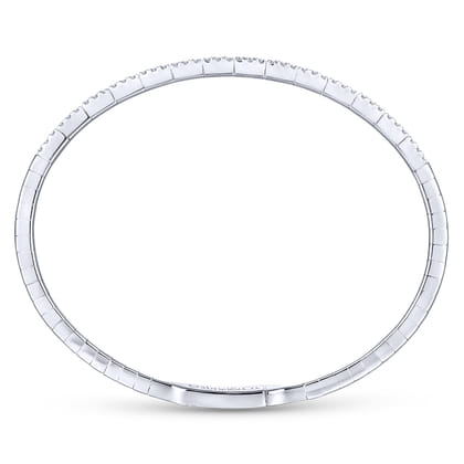 14K White Gold Two Row Diamond Bangle