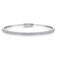 14K White Gold Two Row Diamond Bangle