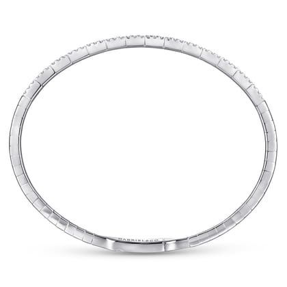 14K White Gold Two Row Diamond Bangle