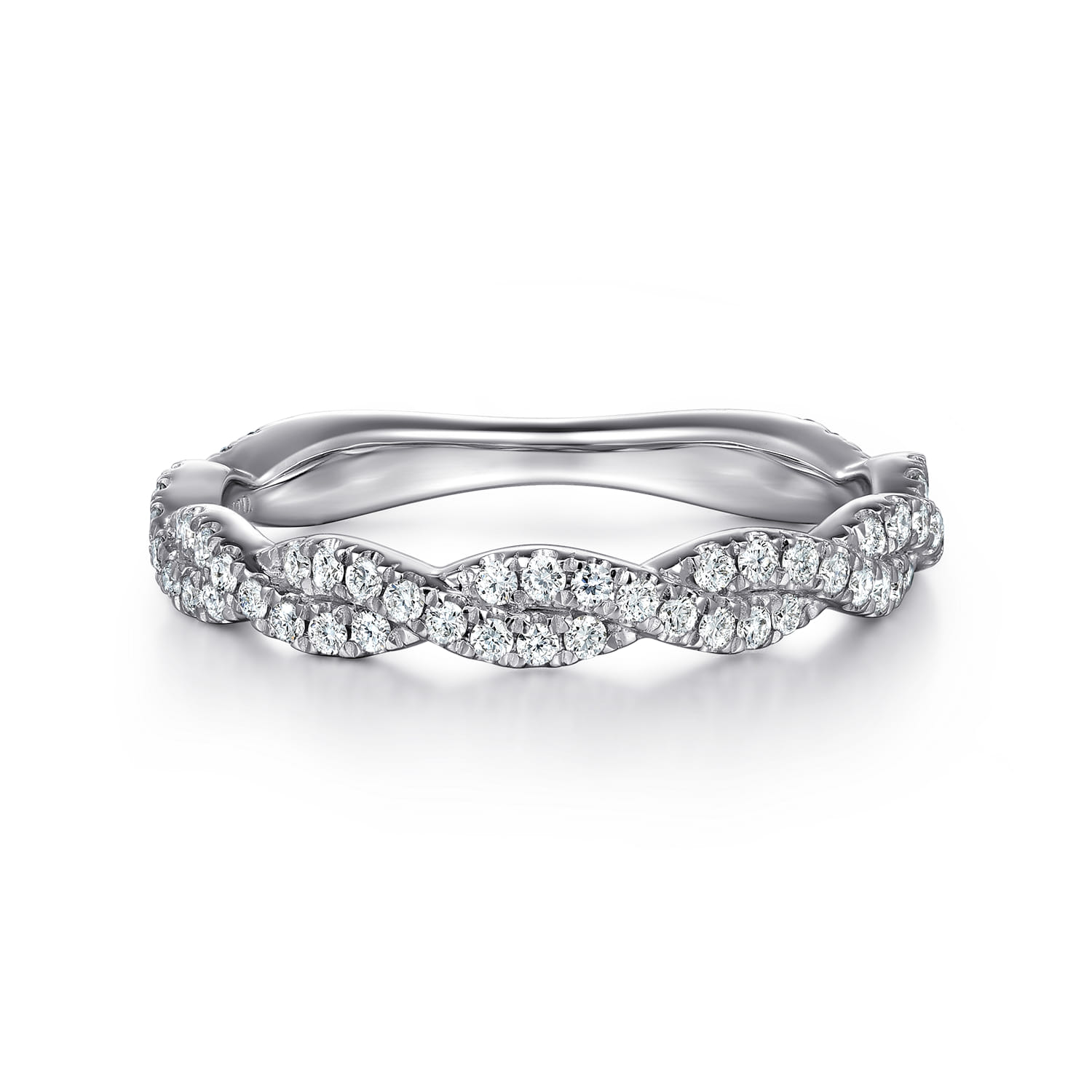 Twisted Wedding Ring in 14k White Gold with  Natural Diamond at Gabriel & Co. - Shot 1