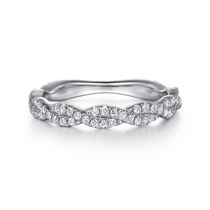 14K White Gold U Setting Diamond Anniversary Band