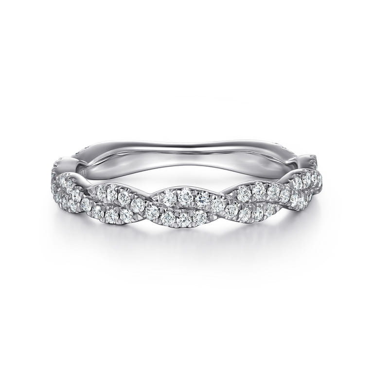 Twisted Wedding Ring in 14k White Gold with  Natural Diamond at Gabriel & Co. - Shot 1