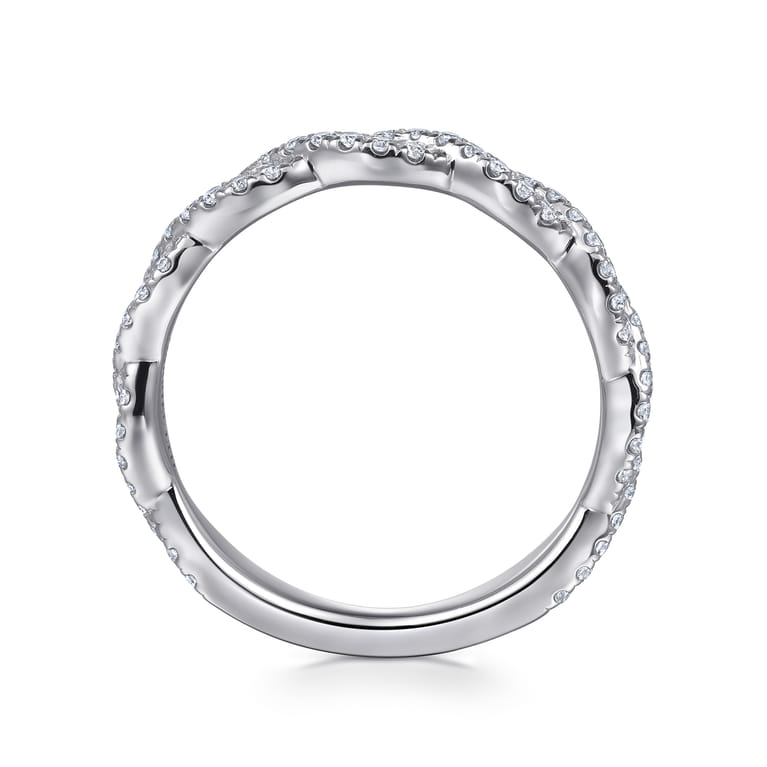 Twisted Wedding Ring in 14k White Gold with  Natural Diamond at Gabriel & Co. - Shot 2