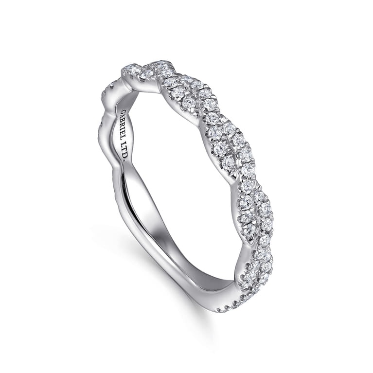 Twisted Wedding Ring in 14k White Gold with  Natural Diamond at Gabriel & Co. - Shot 3