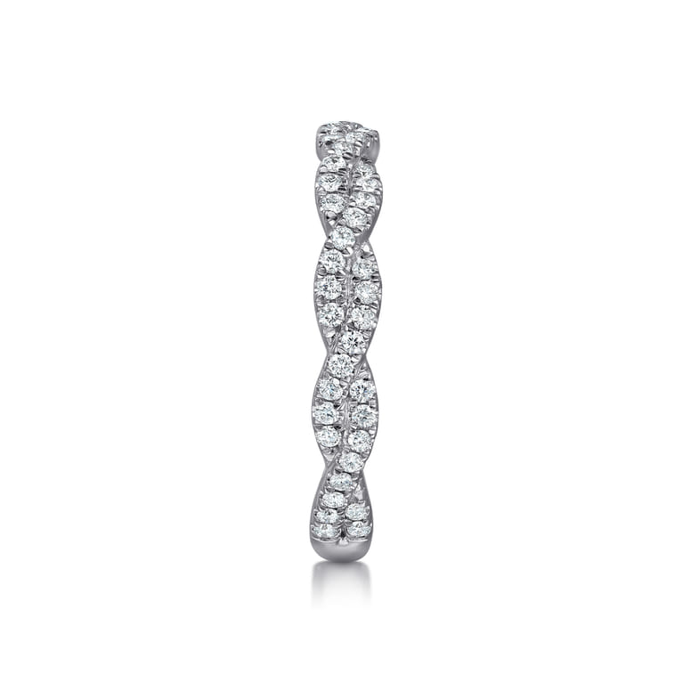 Twisted Wedding Ring in 14k White Gold with  Natural Diamond at Gabriel & Co. - Shot 4
