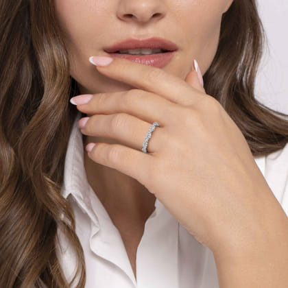 14K White Gold U Setting Diamond Anniversary Band