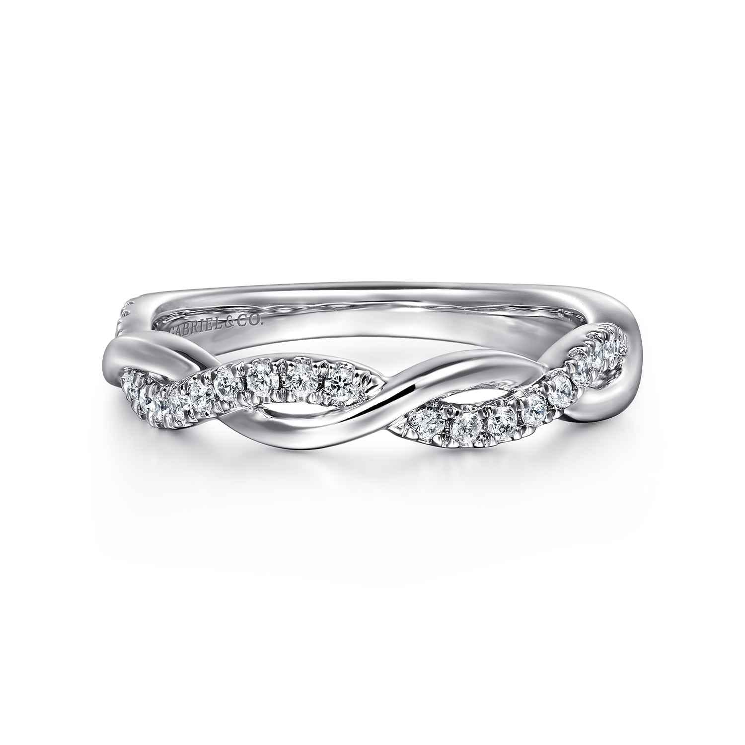Twisted Wedding Ring in 14k White Gold with  Natural Diamond at Gabriel & Co. - Shot 1