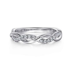 14K White Gold U Setting Diamond Anniversary Band