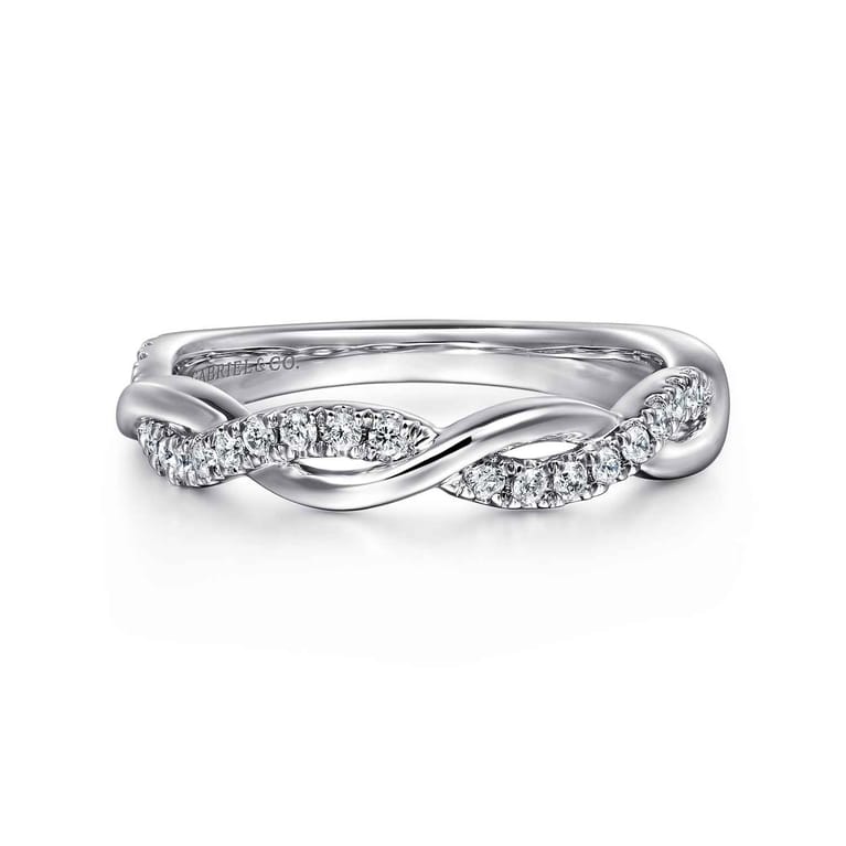 Twisted Wedding Ring in 14k White Gold with  Natural Diamond at Gabriel & Co. - Shot 1