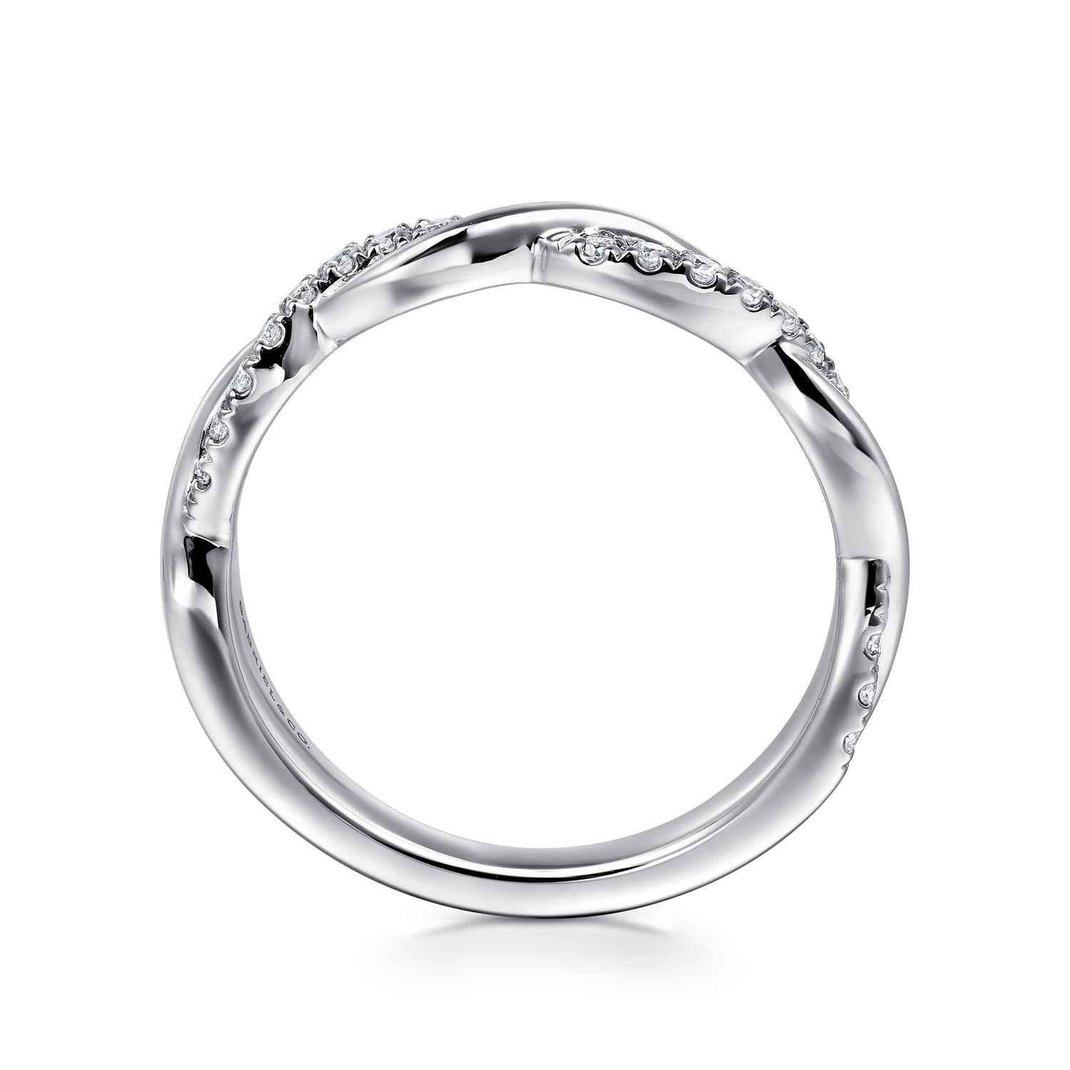Twisted Wedding Ring in 14k White Gold with  Natural Diamond at Gabriel & Co. - Shot 2