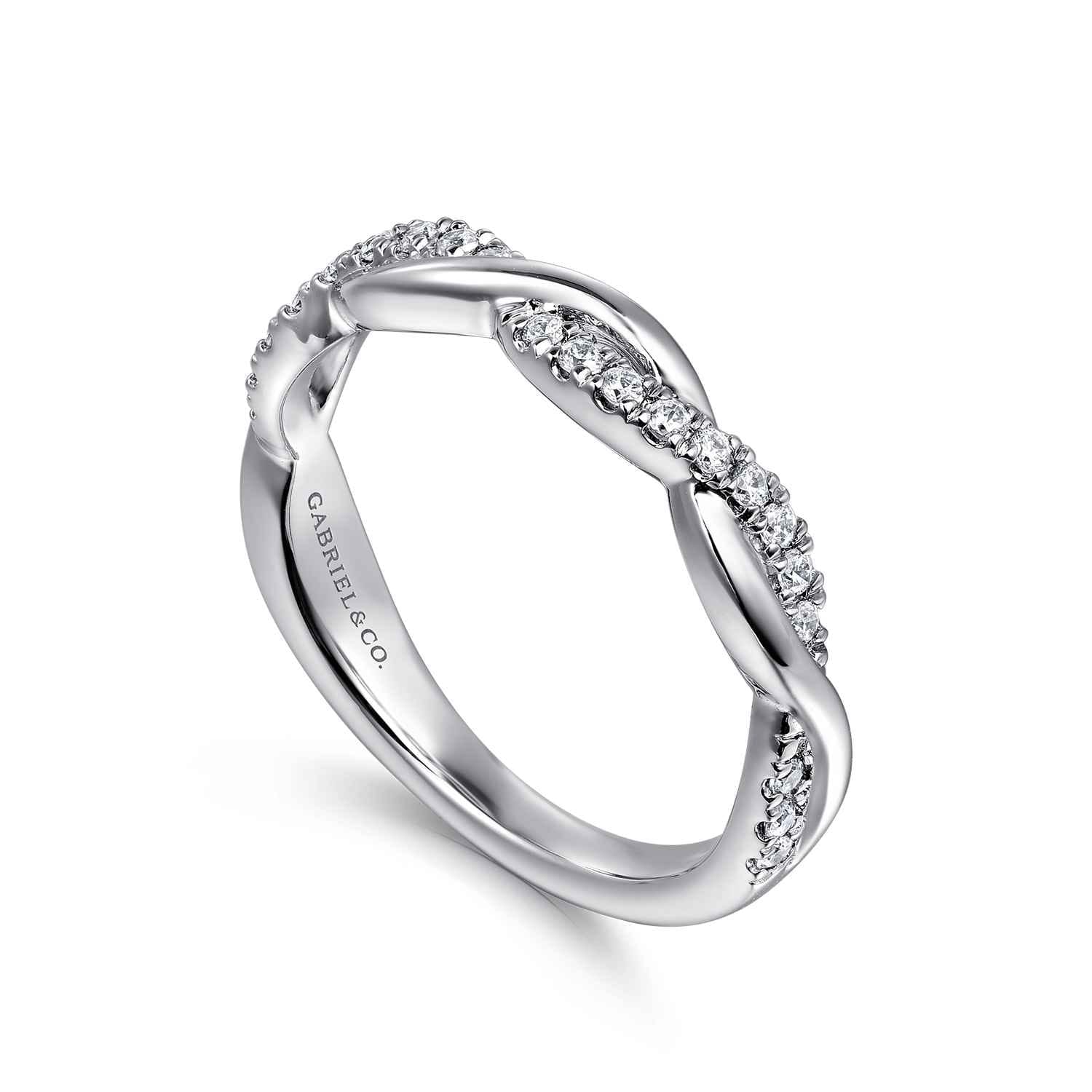 Twisted Wedding Ring in 14k White Gold with  Natural Diamond at Gabriel & Co. - Shot 3