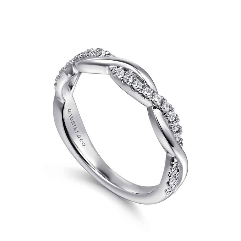 Twisted Wedding Ring in 14k White Gold with  Natural Diamond at Gabriel & Co. - Shot 3