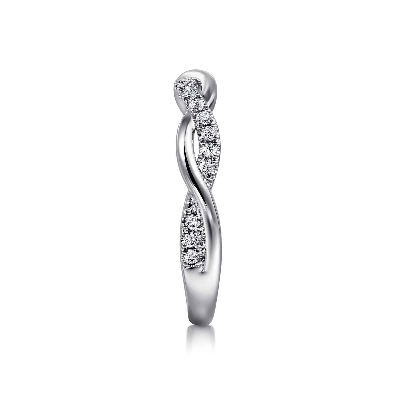 Twisted Wedding Ring in 14k White Gold with  Natural Diamond at Gabriel & Co. - Shot 4