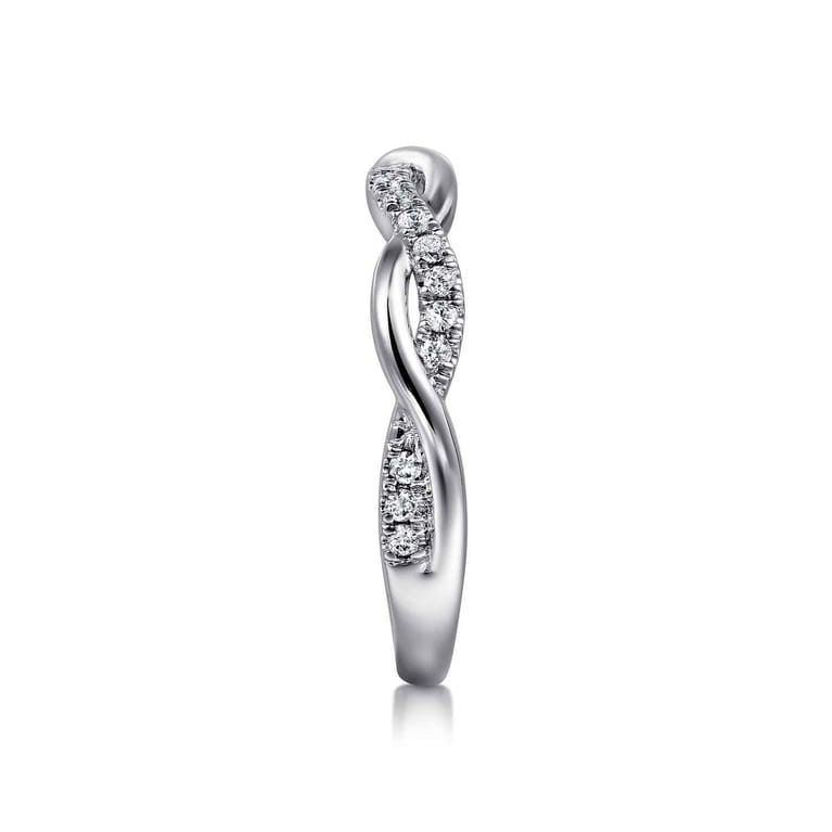 Twisted Wedding Ring in 14k White Gold with  Natural Diamond at Gabriel & Co. - Shot 4