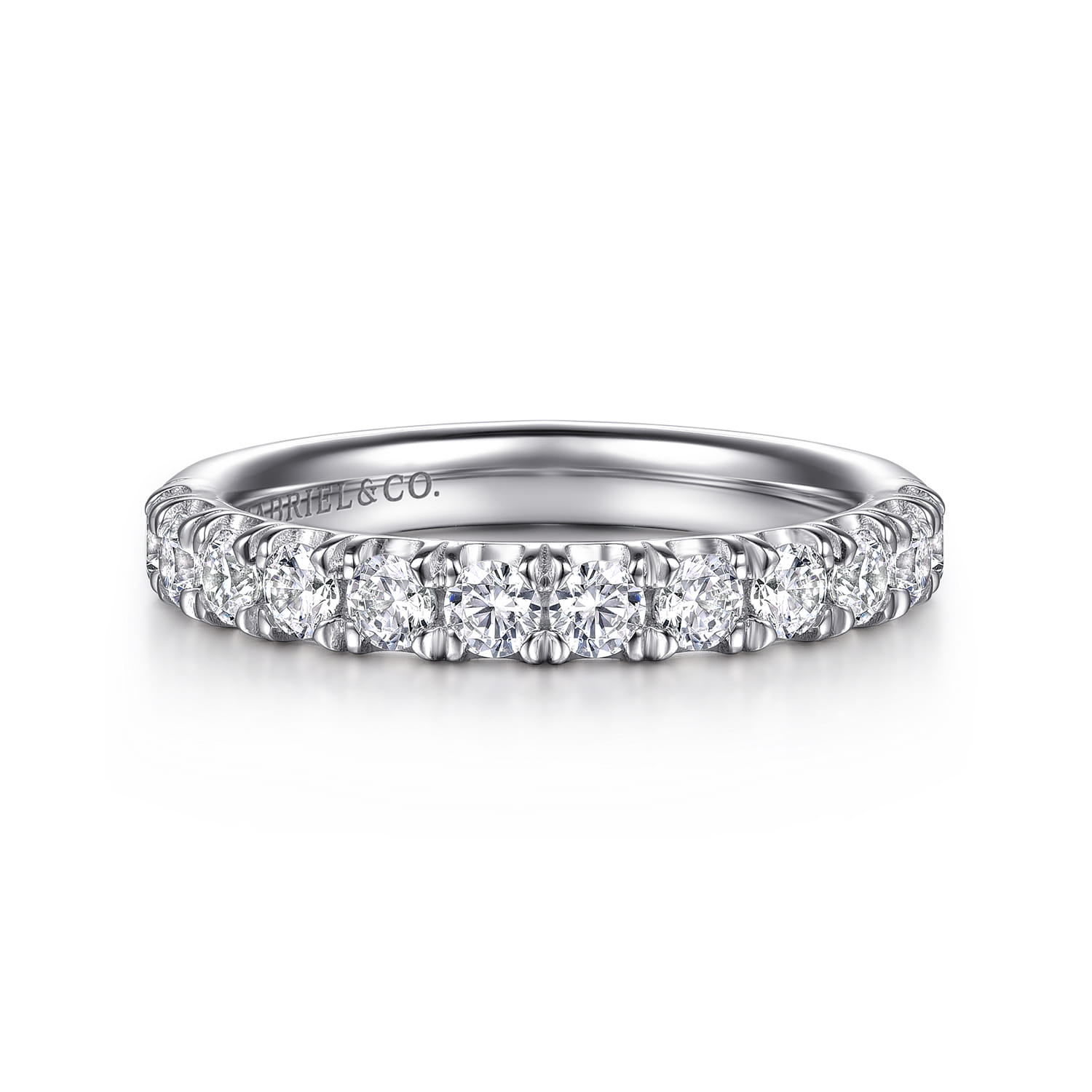 Straight Wedding Ring in 14k White Gold with Round Natural Diamond at Gabriel & Co. - Shot 1