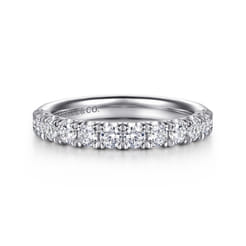 14K White Gold U Setting Half Way Around Diamond Anniversary Band