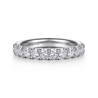 14K White Gold U Setting Half Way Around Diamond Anniversary Band