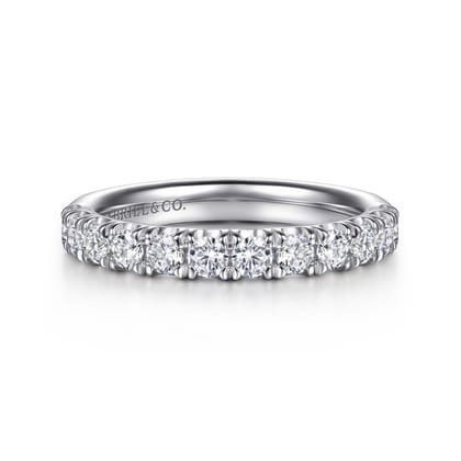 14K White Gold U Setting Half Way Around Diamond Anniversary Band