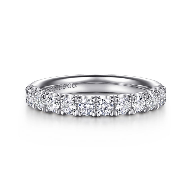 Straight Wedding Ring in 14k White Gold with Round Natural Diamond at Gabriel & Co. - Shot 1