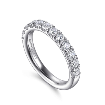 14K White Gold U Setting Half Way Around Diamond Anniversary Band