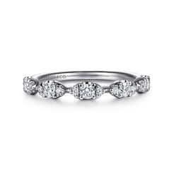 14K White Gold U setting Diamond Anniversary Band