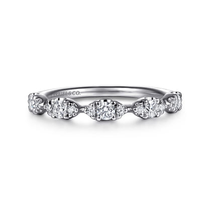 14K White Gold U setting Diamond Anniversary Band