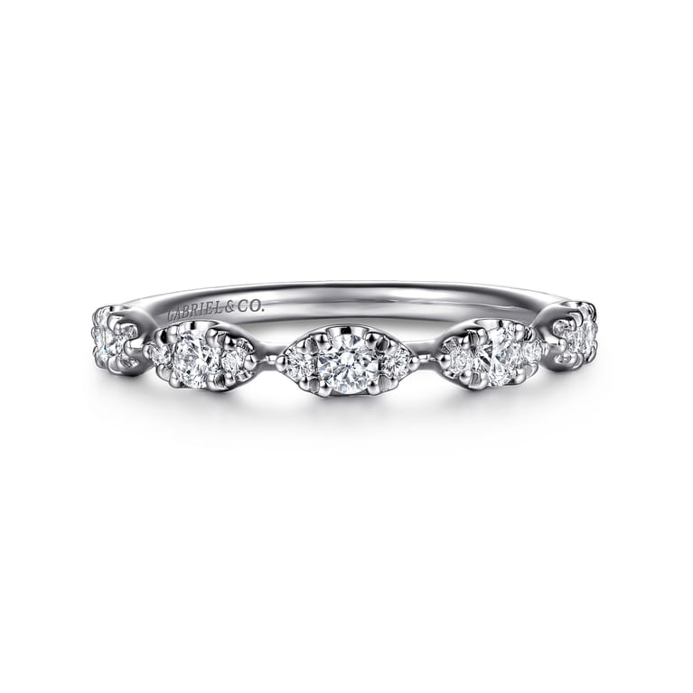 Fancy Wedding Ring in 14k White Gold with Round Natural Diamond at Gabriel & Co. - Shot 1
