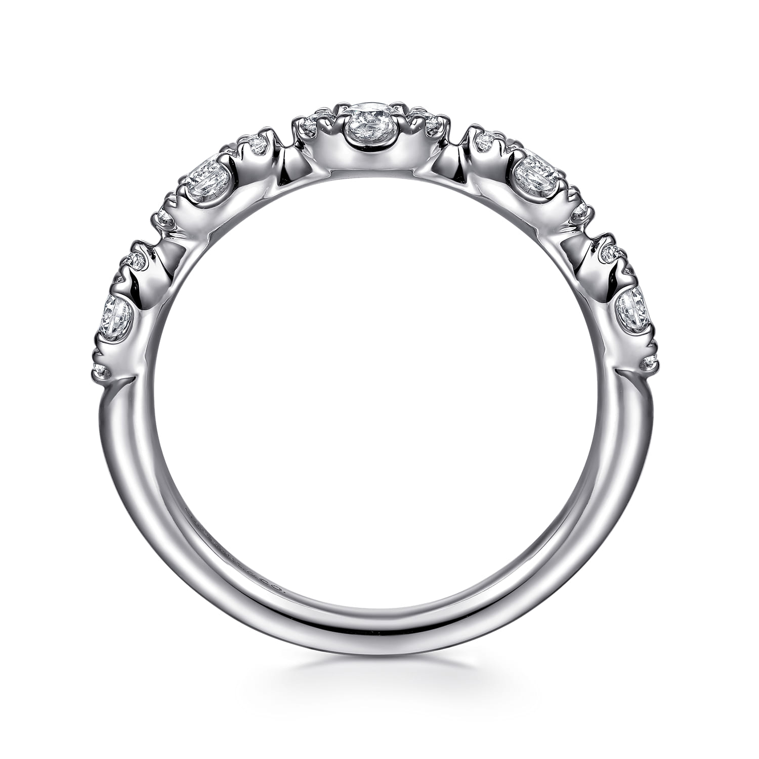 Fancy Wedding Ring in 14k White Gold with Round Natural Diamond at Gabriel & Co. - Shot 2