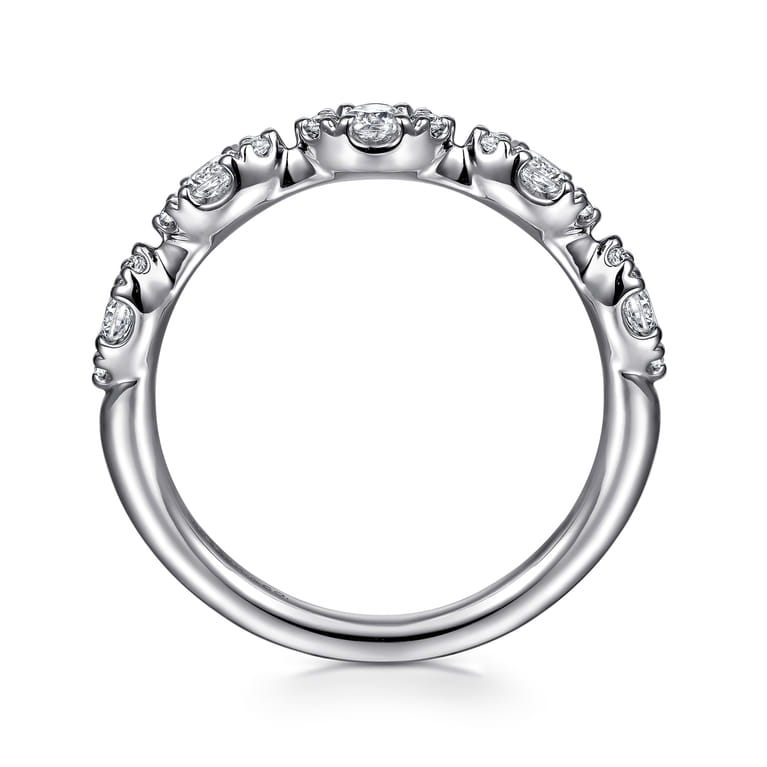 Fancy Wedding Ring in 14k White Gold with Round Natural Diamond at Gabriel & Co. - Shot 2