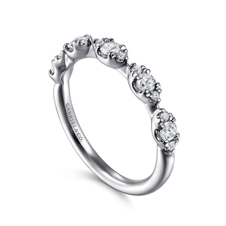 Fancy Wedding Ring in 14k White Gold with Round Natural Diamond at Gabriel & Co. - Shot 3