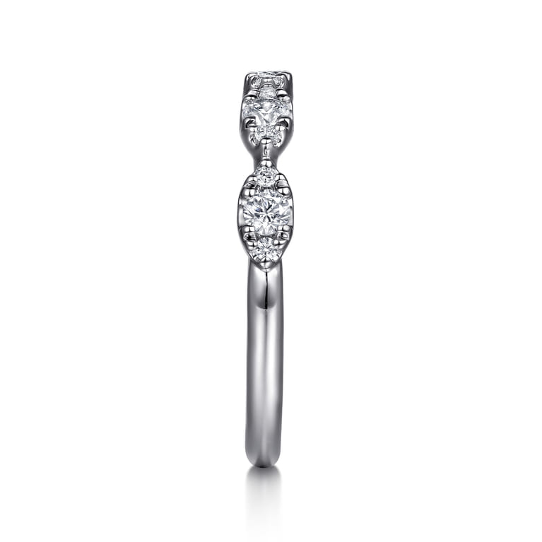 Fancy Wedding Ring in 14k White Gold with Round Natural Diamond at Gabriel & Co. - Shot 4