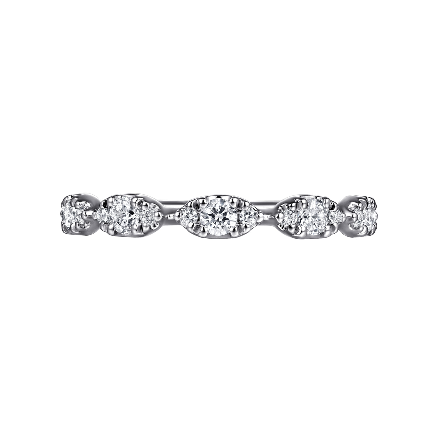 Fancy Wedding Ring in 14k White Gold with Round Natural Diamond at Gabriel & Co. - Shot 6