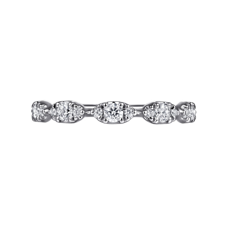 Fancy Wedding Ring in 14k White Gold with Round Natural Diamond at Gabriel & Co. - Shot 6