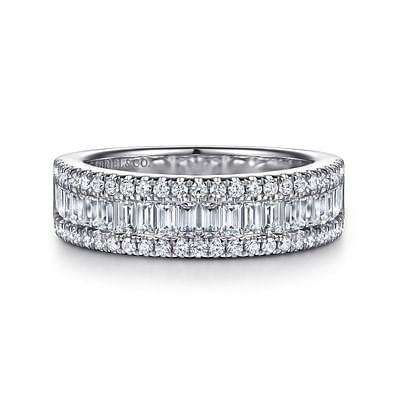 14K White Gold U setting and Channel Baguette Diamond Anniversary Band