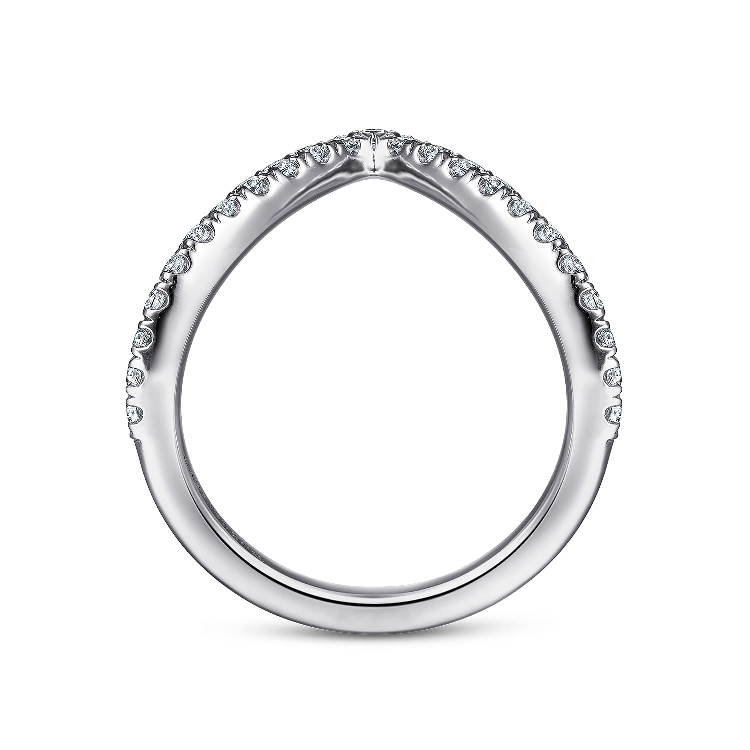 Curved Wedding Ring in 14k White Gold with Round Natural Diamond at Gabriel & Co. - Shot 2